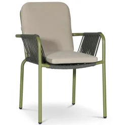 Utestol stapelbar grön med beige dyna - Lincoln + Textilrengöring för möbler