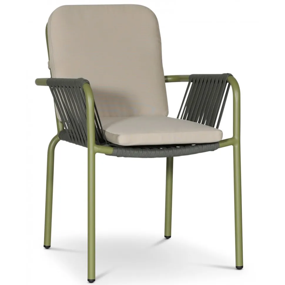 Utestol stapelbar grön med beige dyna - Lincoln + Fläckborttagare för möbler