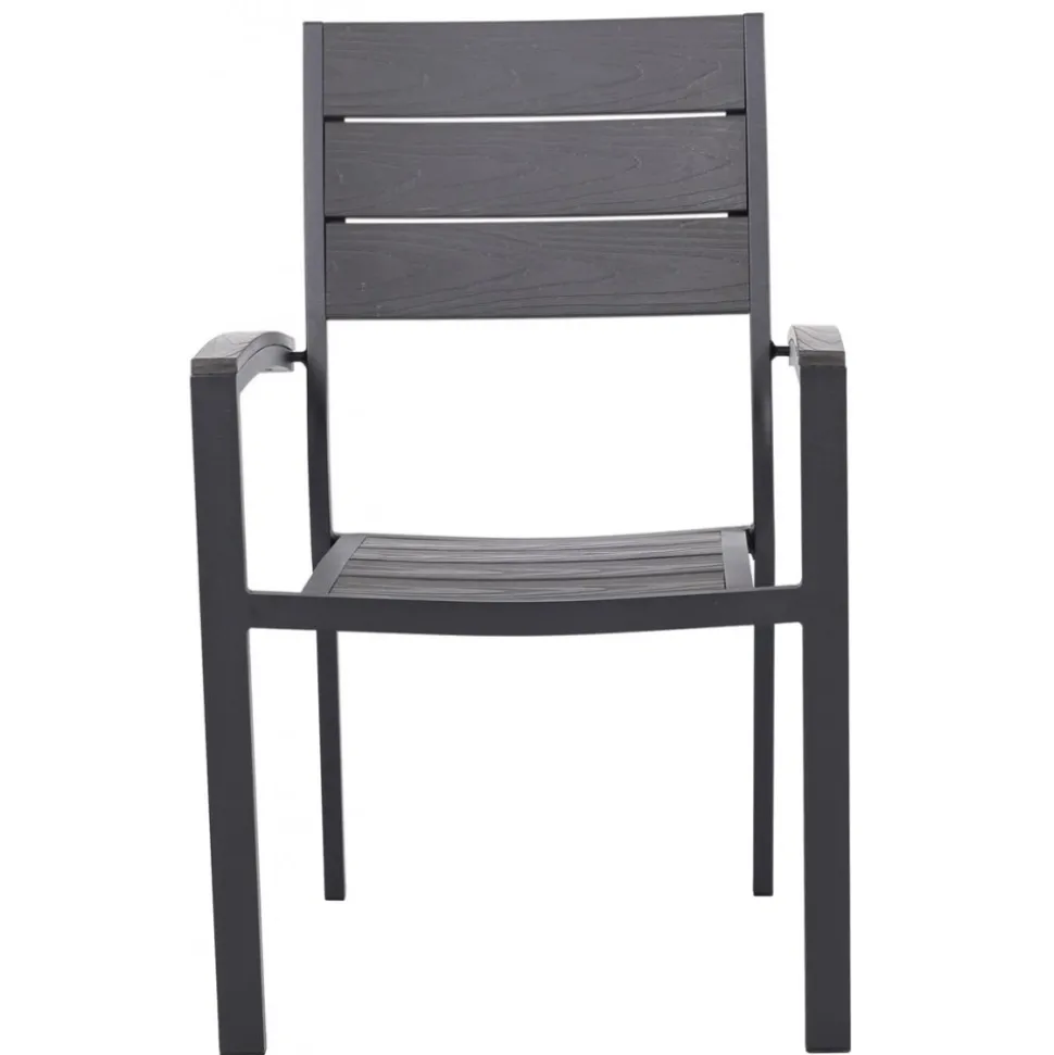 Utestol svart / grå stapelbar + Textilskydd för utemöbler