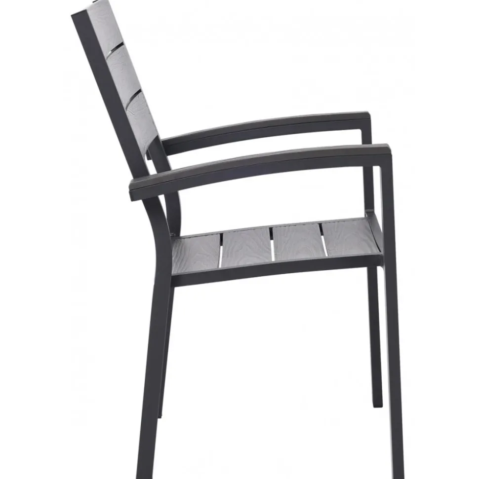 Utestol svart / grå stapelbar + Textilskydd för utemöbler