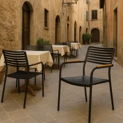 Utestol svart aintwood handtag stapelbar + Rengöringsmedel för utemöbler