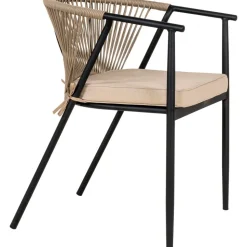 Utestol svart med beige dyna stapelbar - Napoli + Rengöringsmedel för utemöbler