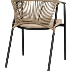 Utestol svart med beige dyna stapelbar - Napoli + Rengöringsmedel för utemöbler