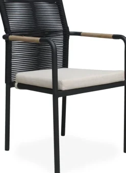 Utestol svart med dyna stapelbar - Skanör + Textilrengöring för möbler