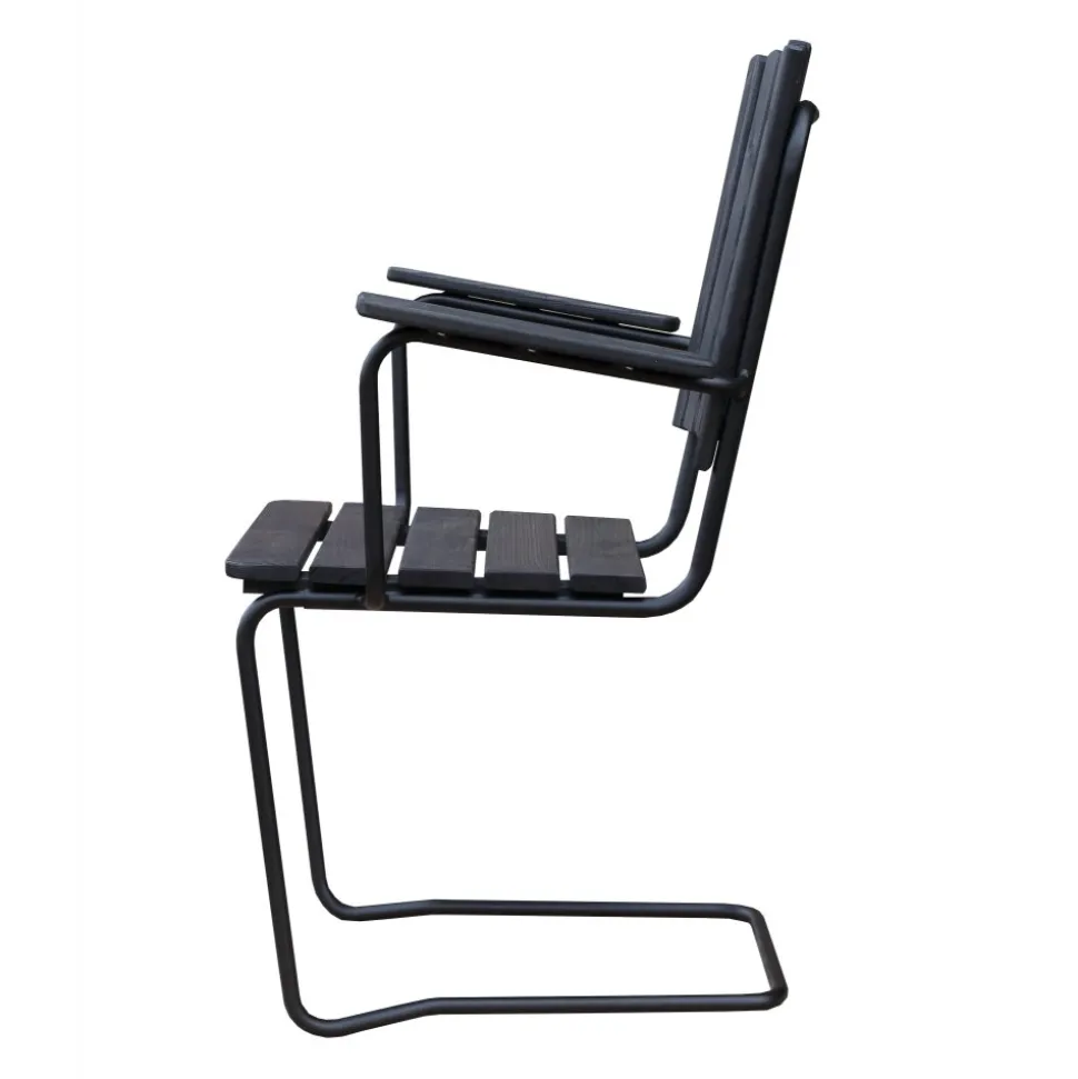 Utestol Vaxholm i fjäderstål - Svart