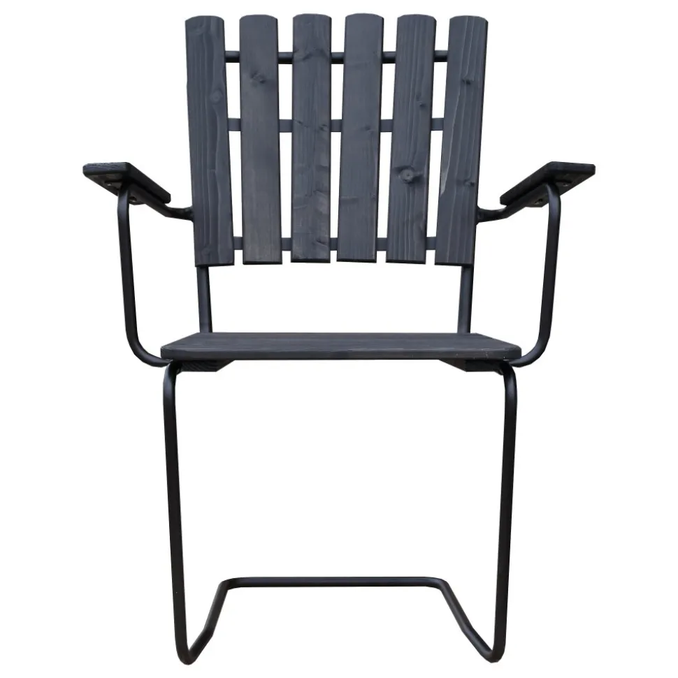 Utestol Vaxholm i fjäderstål - Svart