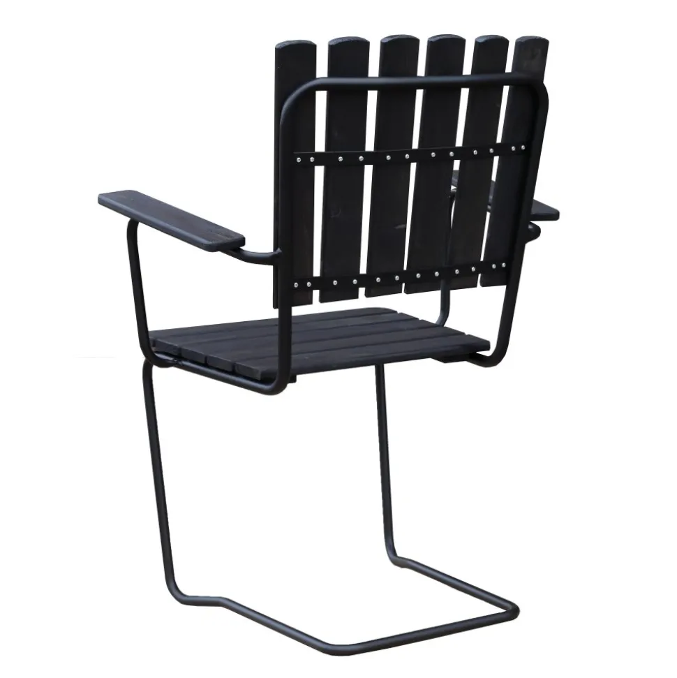 Utestol Vaxholm i fjäderstål - Svart