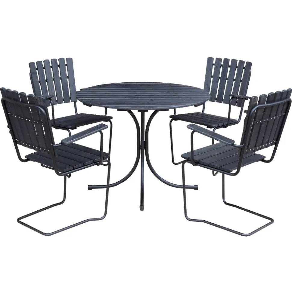 Utestol Vaxholm i fjäderstål - Svart