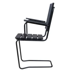 Utestol Vaxholm i fjäderstål - Svart + Textilskydd för utemöbler