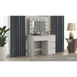 Vanity vitt sminkbord med belysning