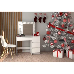 Vanity vitt sminkbord med belysning