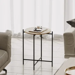 Vela 4 sidobord - Svart/beige