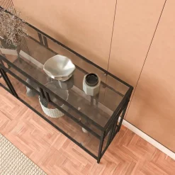 Vendela avlastningsbord - Svart/rökfärgat glas