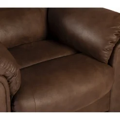 Vera fåtölj i brunt microfiber + Möbeltassar