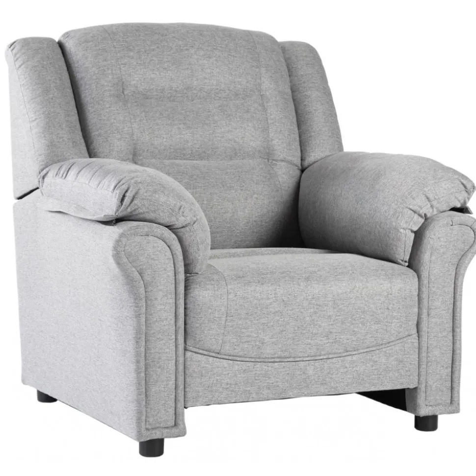 Vera fåtölj i grått tyg + Möbeltassar