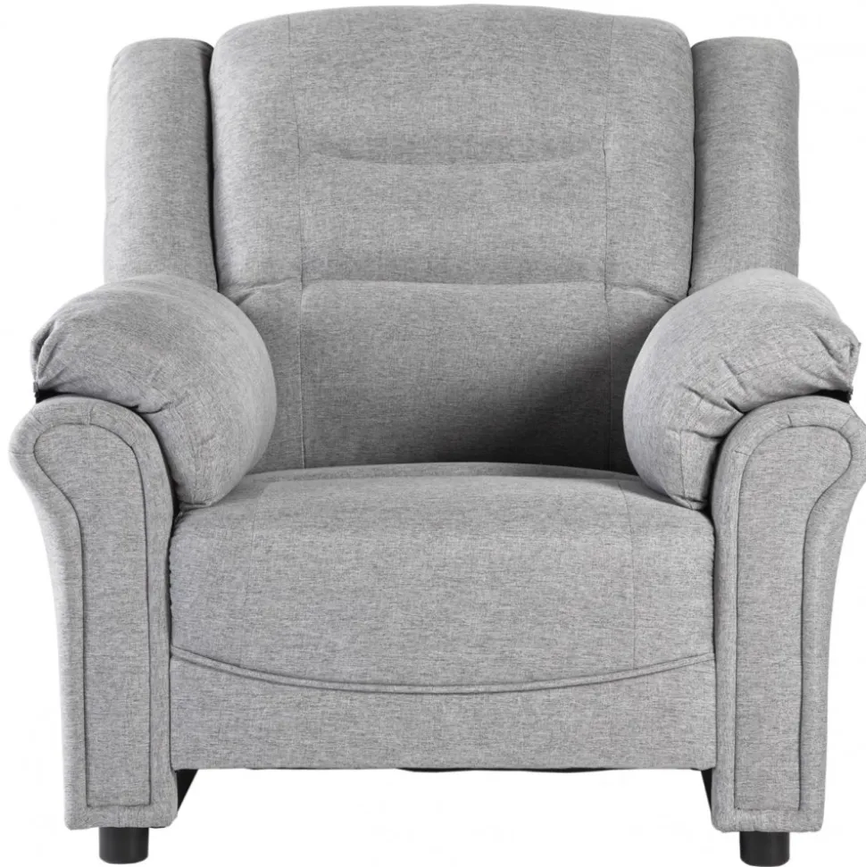 Vera fåtölj i grått tyg + Möbeltassar