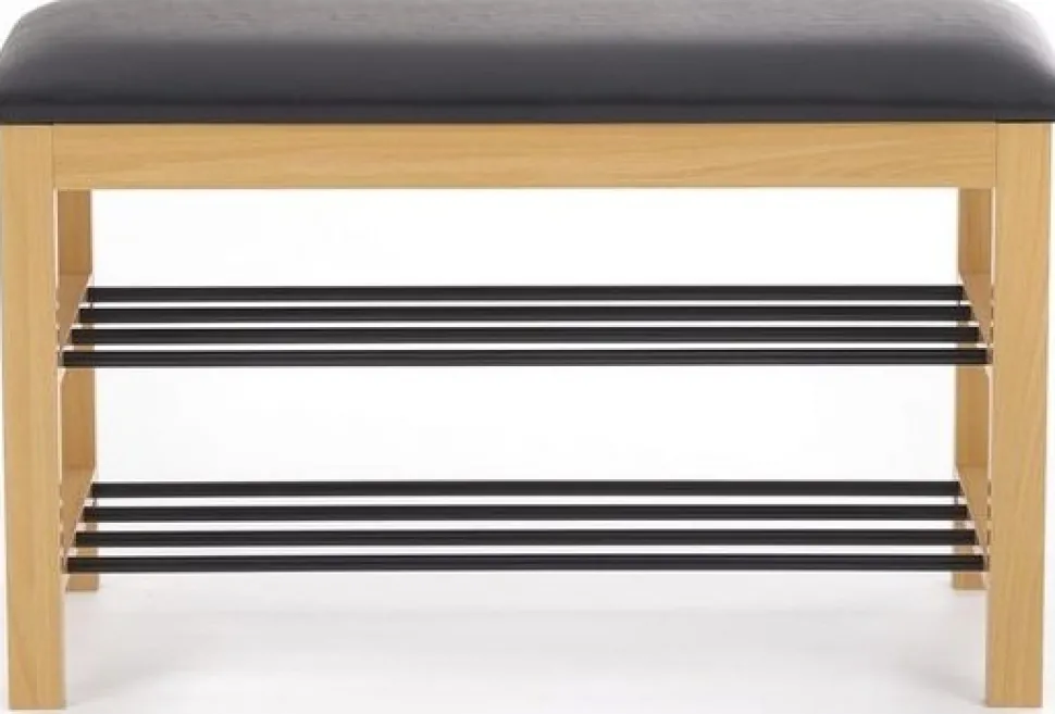 Veronika sittbänk med skoförvaring Svart (PU) / Trä