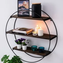 Vägghylla rund svart Ø60 cm