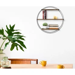 Vägghylla rund svart Ø60 cm