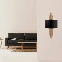 Vägglampa curve - Svart/koppar