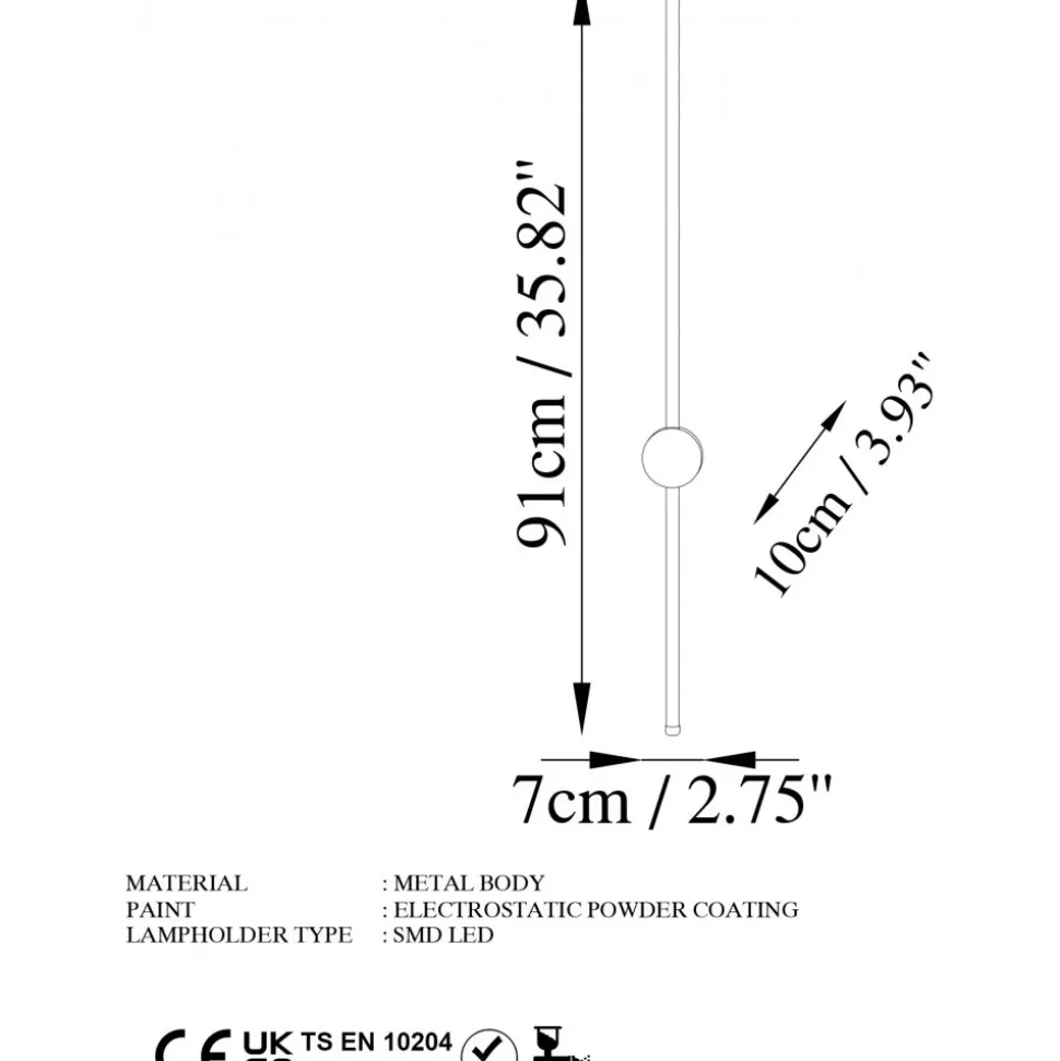 Vägglampa Glavo - Svart - 91 cm