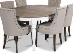 Victoria matgrupp inklusive 6 st Tuva matstolar i beige tyg