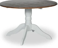 Victoria matgrupp, runt matbord Ø120 cm med 4 st Tuva stol Cleopatra - Vit/Brunbets + 4.00 x Stolsdyna