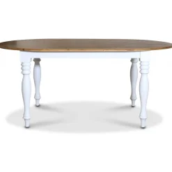 Victoria vitt ovalt matbord med brun toppskiva + Fläckborttagare för möbler