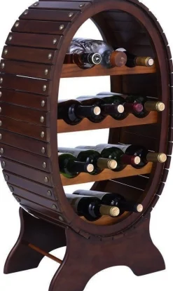 Vinställ för 13 st flaskor - Mahogny + Möbeltassar
