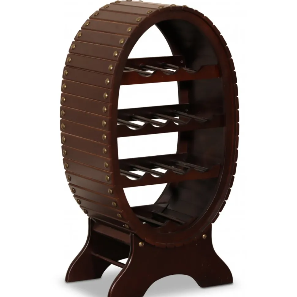 Vinställ för 13 st flaskor - Mahogny + Möbeltassar