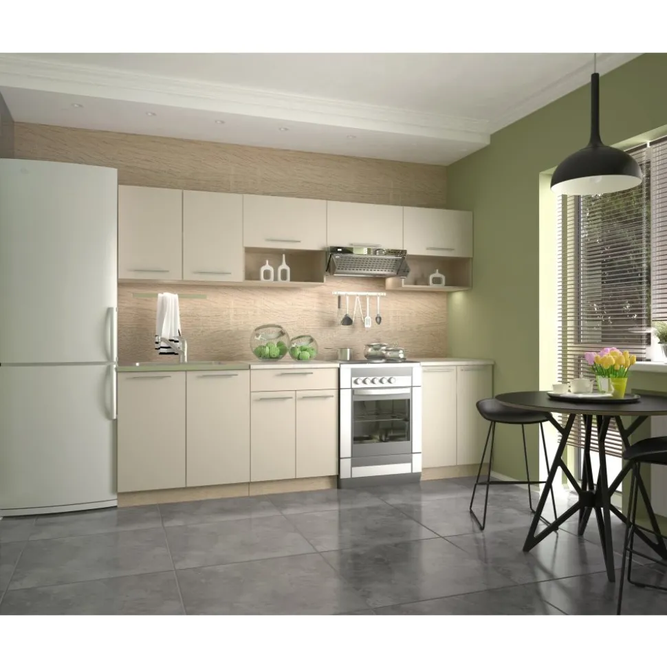 Viola komplett kök 260 cm - Vanilla/sonoma ek/beige