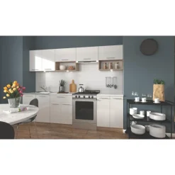 Viola komplett kök 260 cm - Vit/sonoma ek/beige