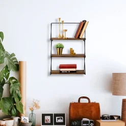 Viola vägghylla - Svart/valnöt