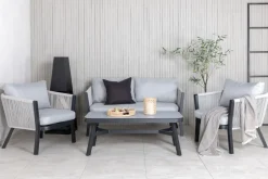 Virya soffgrupp - Svart/Grå + Textilskydd för utemöbler