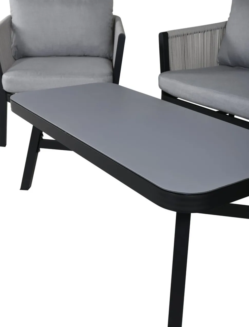 Virya soffgrupp - Svart/Grå + Textilskydd för utemöbler