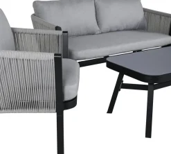 Virya soffgrupp - Svart/Grå + Textilskydd för utemöbler