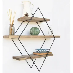 Walter vägghylla 07 - Valnöt/svart