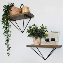 Walter vägghylla 46 - Valnöt/svart