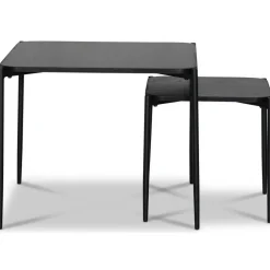 Wayne satsbord 60x60 cm - Svartbetsad ek + Fläckborttagare för möbler