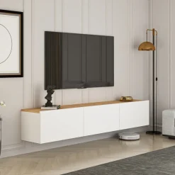 West TV-bänk - Vit/furu