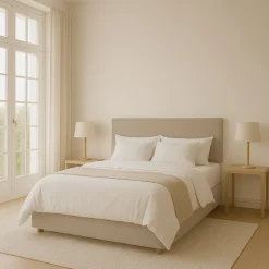 Wind sänggavel 140 cm - Beige läderimitation