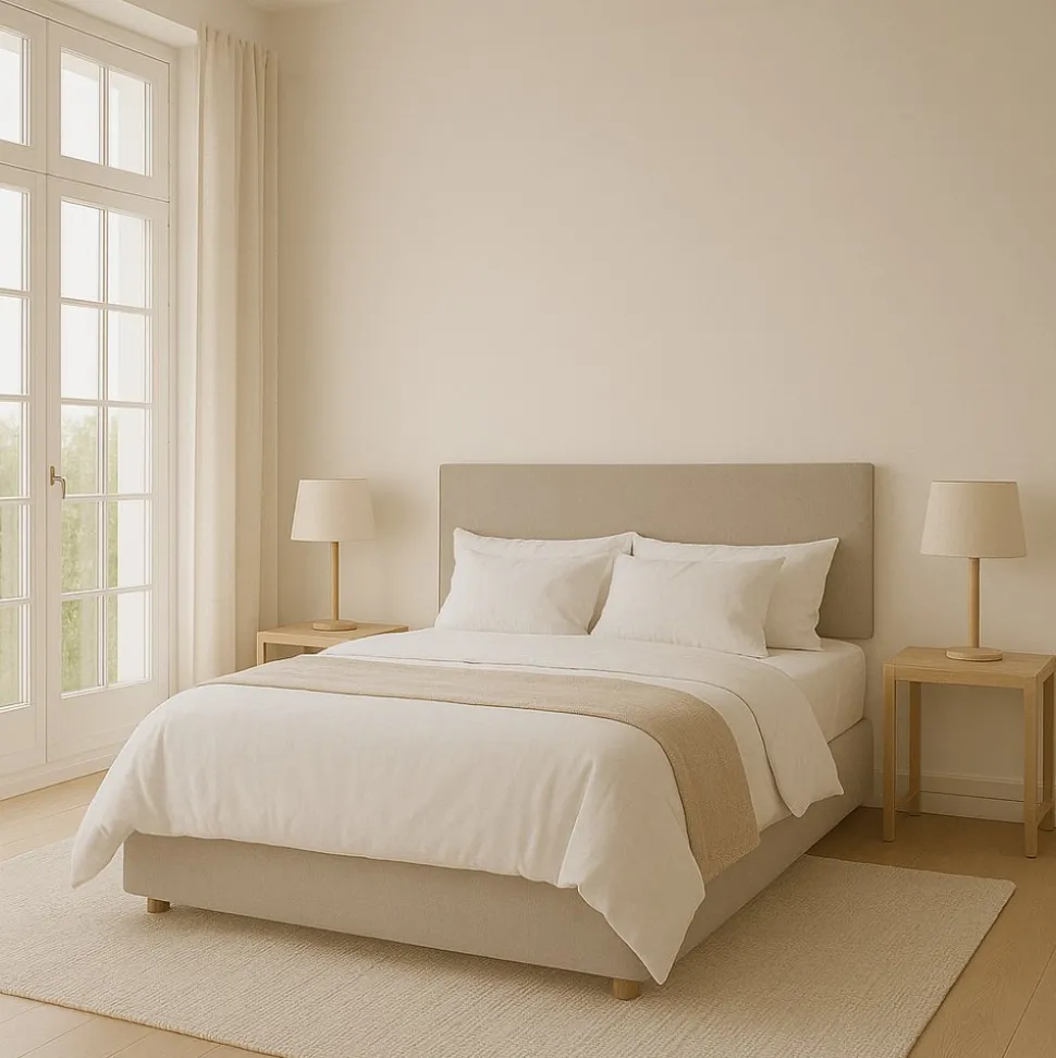 Wind sänggavel 140 cm - Beige läderimitation