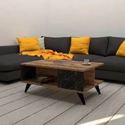 Yuka soffbord 90 x 60 cm - Valnöt/svart