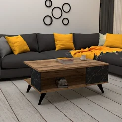 Yuka soffbord 90 x 60 cm - Valnöt/svart