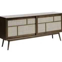 Yuma skänk i smoked oak med rotting detaljer, skjutdörrar