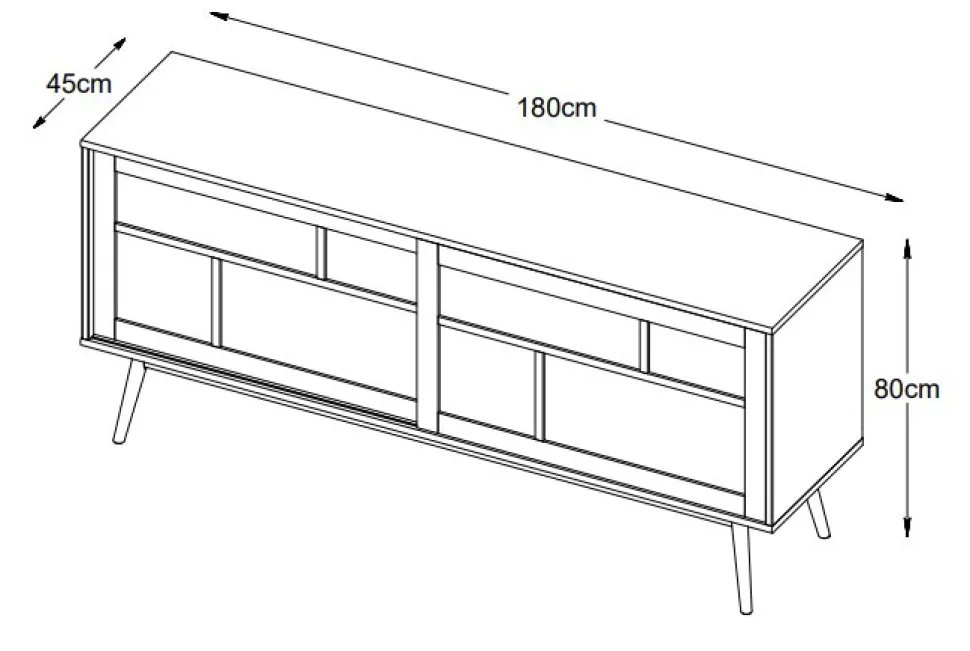 Yuma skänk i smoked oak med rotting detaljer, skjutdörrar