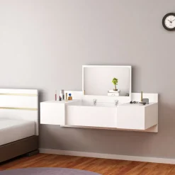 Zakkum sminkbord 100 x 39 cm - Vit + Glas och Kristallrengöring