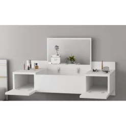 Zakkum sminkbord 100 x 39 cm - Vit + Glas och Kristallrengöring