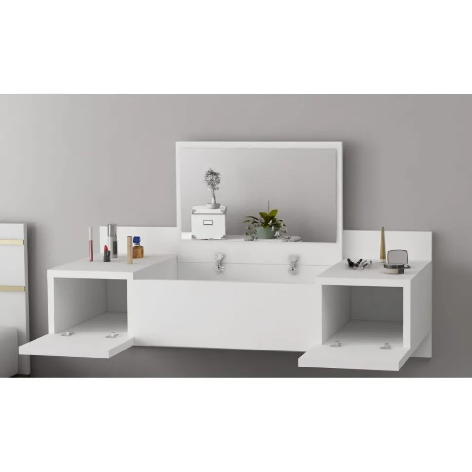 Zakkum sminkbord 100 x 39 cm - Vit + Glas och Kristallrengöring