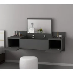 Zakkum sminkbord 100 x 39 cm - Antracit + Glas och Kristallrengöring